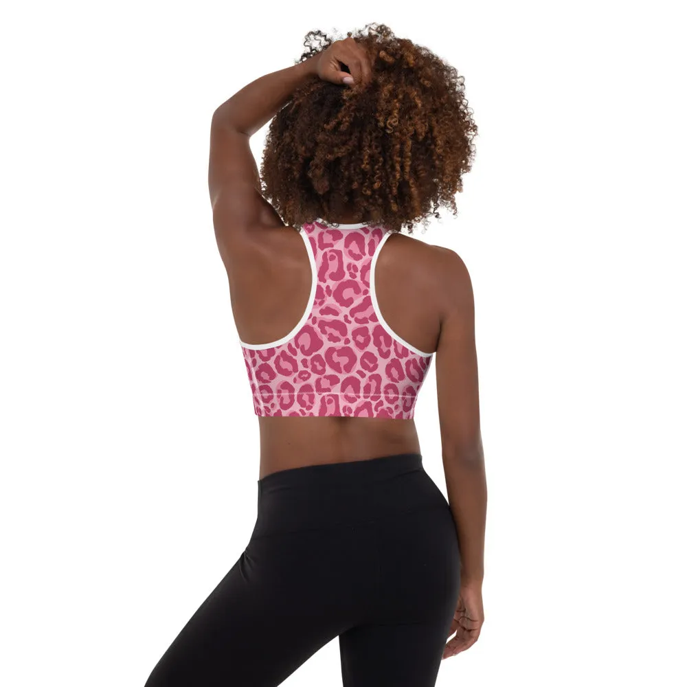 Sports Bra in Pink Leopard