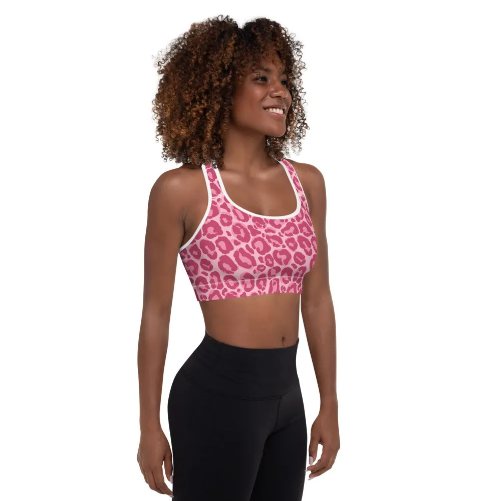 Sports Bra in Pink Leopard