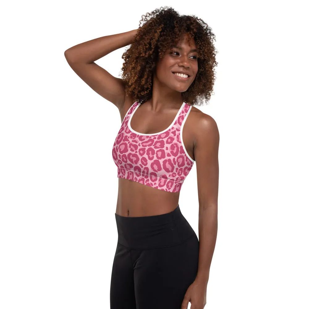 Sports Bra in Pink Leopard