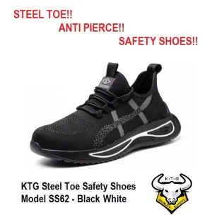 Steel Toe Sports Safety Shoes - Model SS62 - Black White