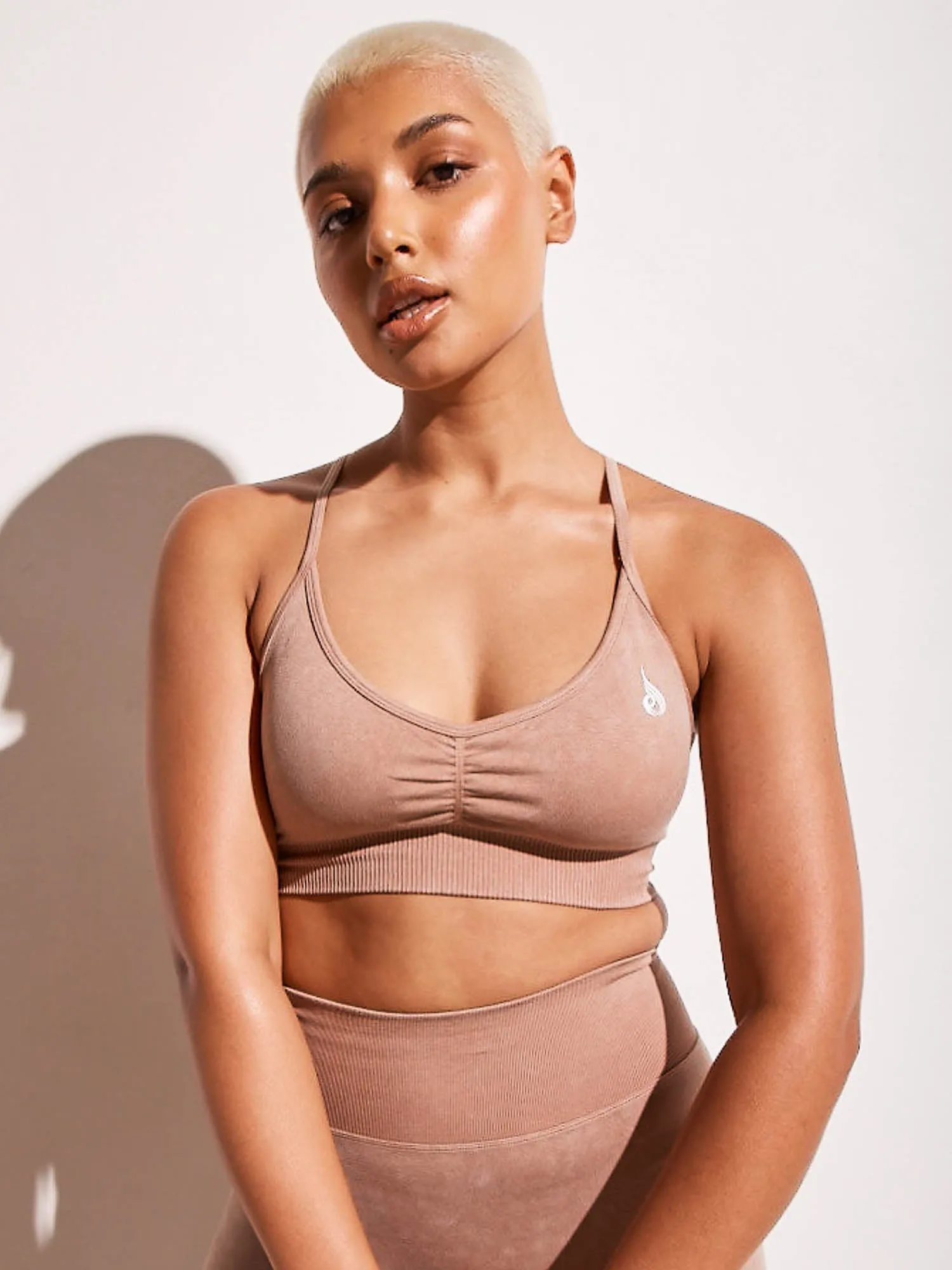 Stonewash Seamless Sports Bra - Tan Stonewash