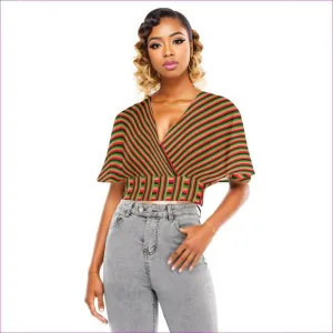 Striped Galore Women's Bat Sleeve Crop Top