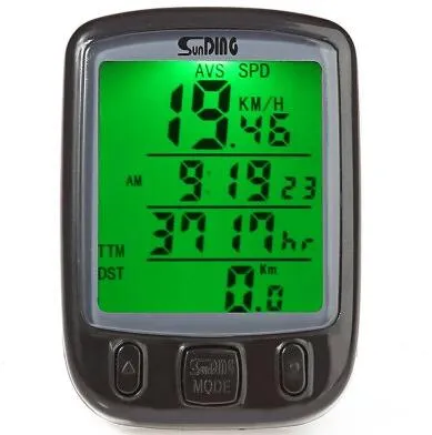 SunDing Bicycle Computer Include Battery Waterproof Cycling Odometer Speedometer With Green LCD Backlight Bike Computer SD-563B