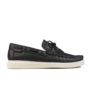 T-Miletos Black Genuine Leather Men's Loafer Shoes