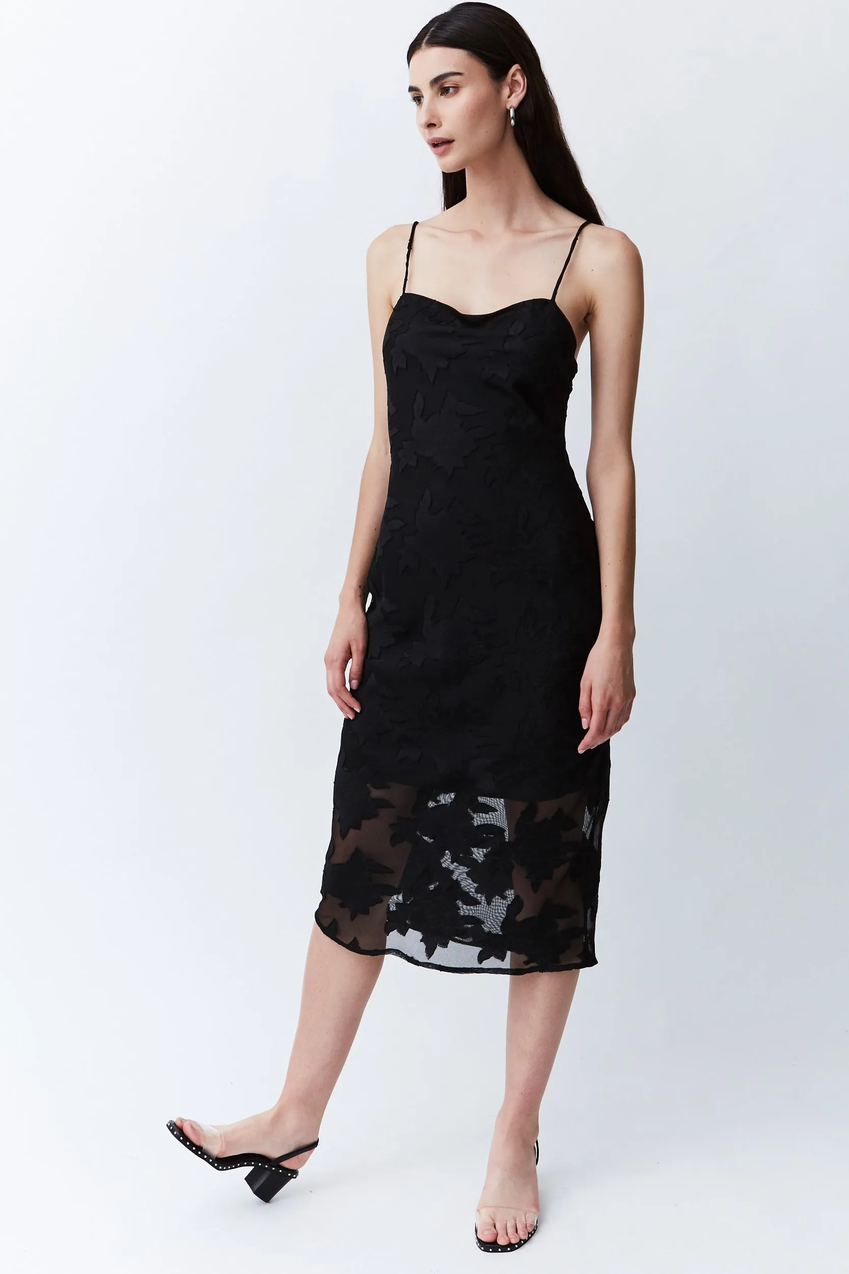 Third Form WOMENS MOON FLOWER SLIP DRESS BLACK