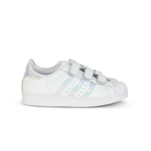 UNISEX WHITE IRIDESCENT STRIPES VELCRO SNEAKERS