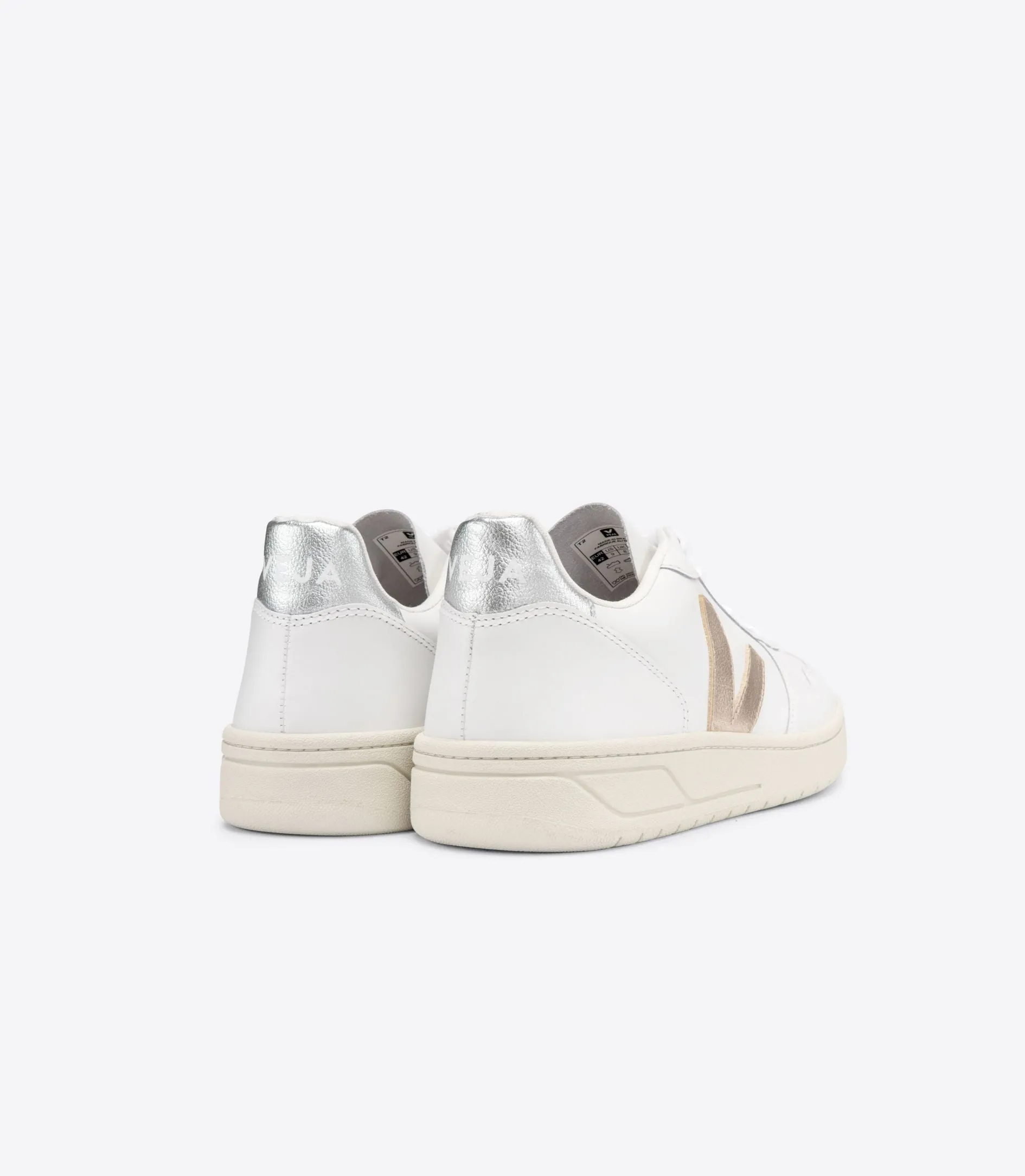 Veja - V-10 Leather Sneakers in Extra-White Platine Silver