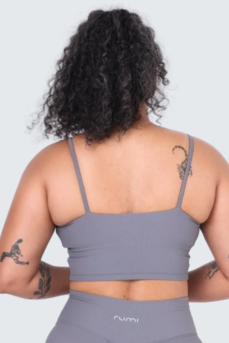 W Sun Rib Crop Top Sports Bra - Stone