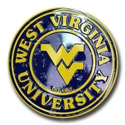 West Virginia Mountaineers Embossed Metal Circular Sign