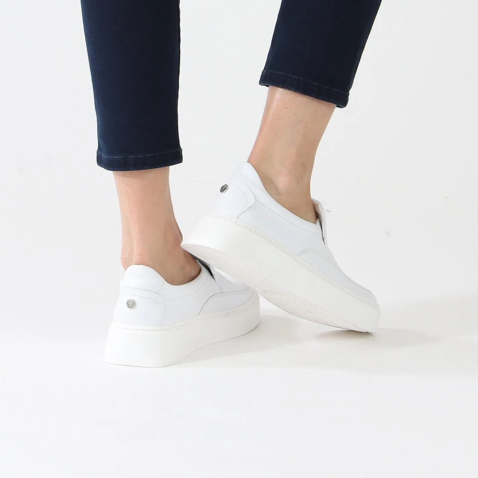 White Leather Slip-On Sneakers