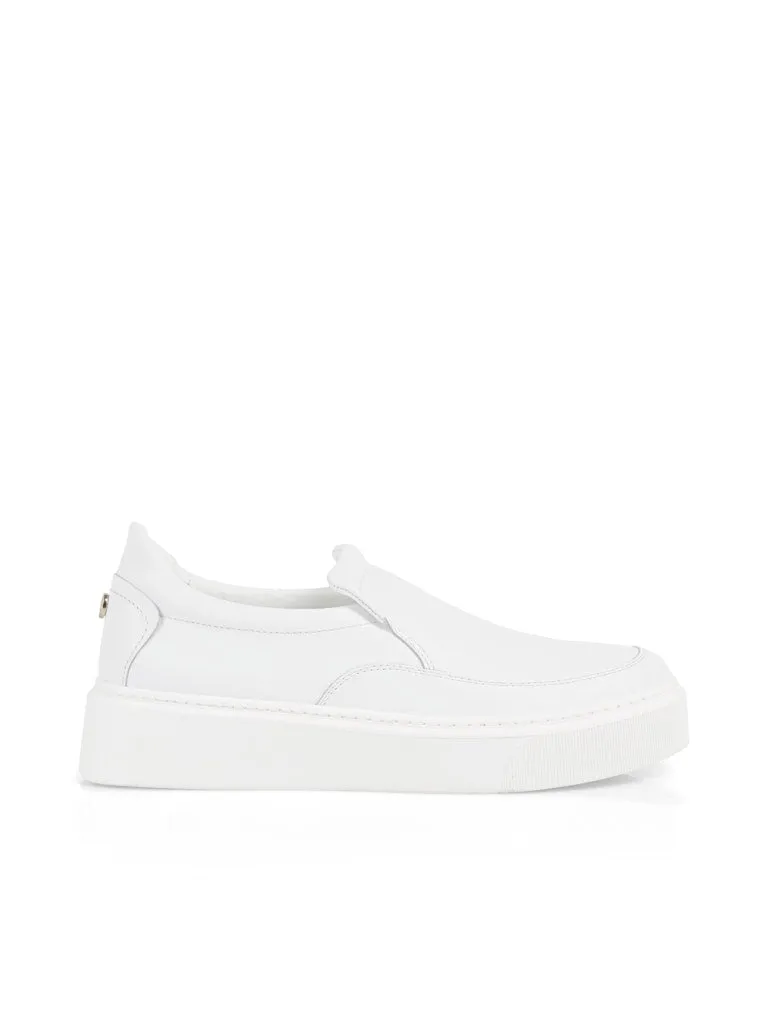 White Leather Slip-On Sneakers