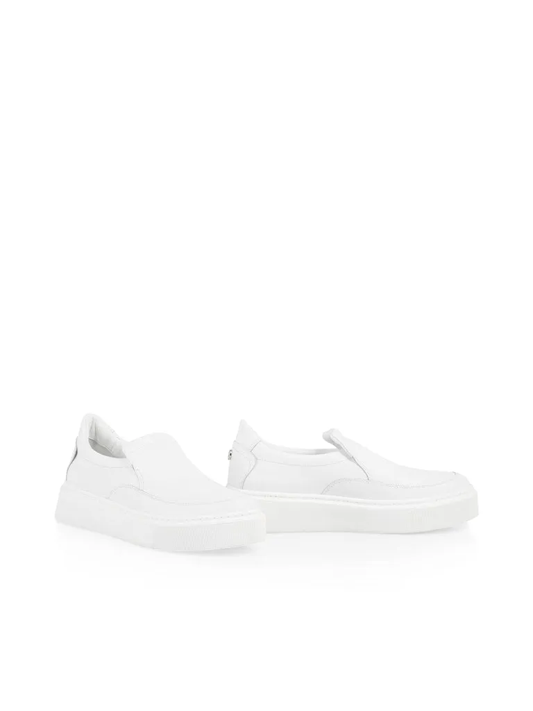 White Leather Slip-On Sneakers