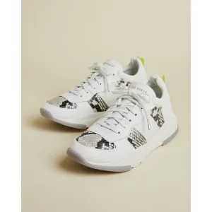 Women Weverds-Embossed Snake Effect Chunky Trainer - White