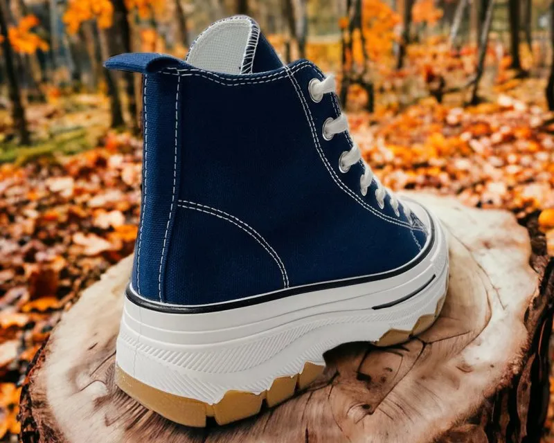 Women's Chunky Sole Hi Top Canvas Trainers