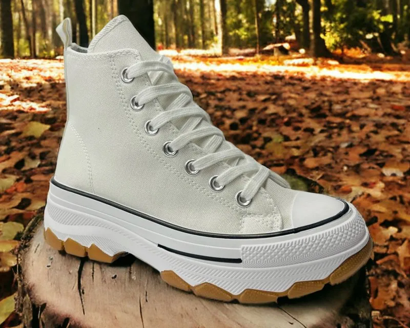 Women's Chunky Sole Hi Top Canvas Trainers