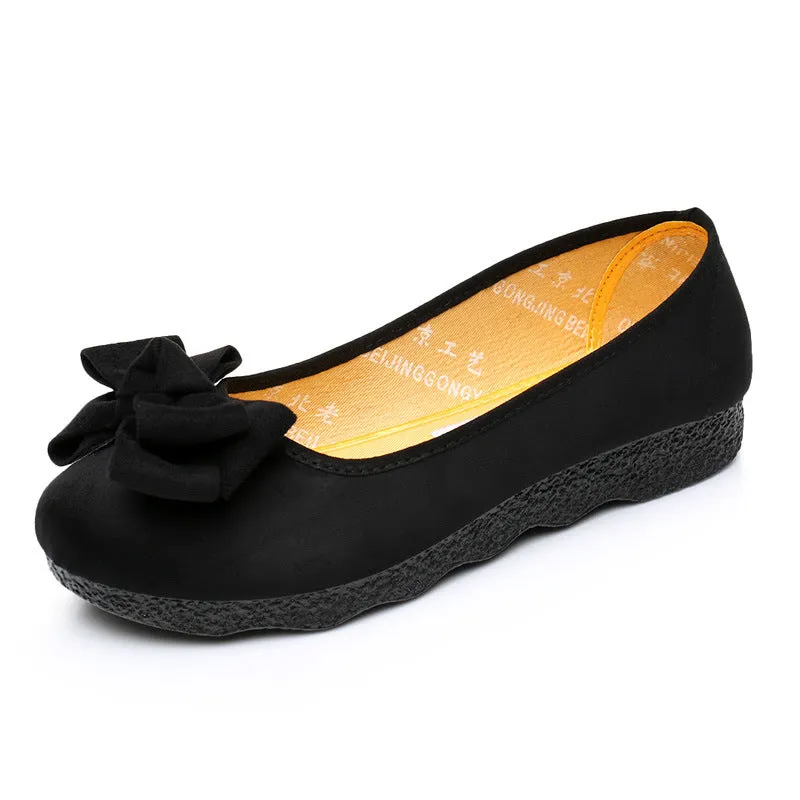 Women's Flat Tods Bow Round Toe Shallow Canvas Shoes