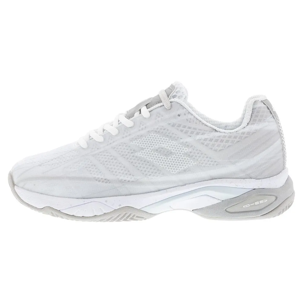 Women's Mirage 300 Clay Tennis Shoes All White and Silver Metal 2