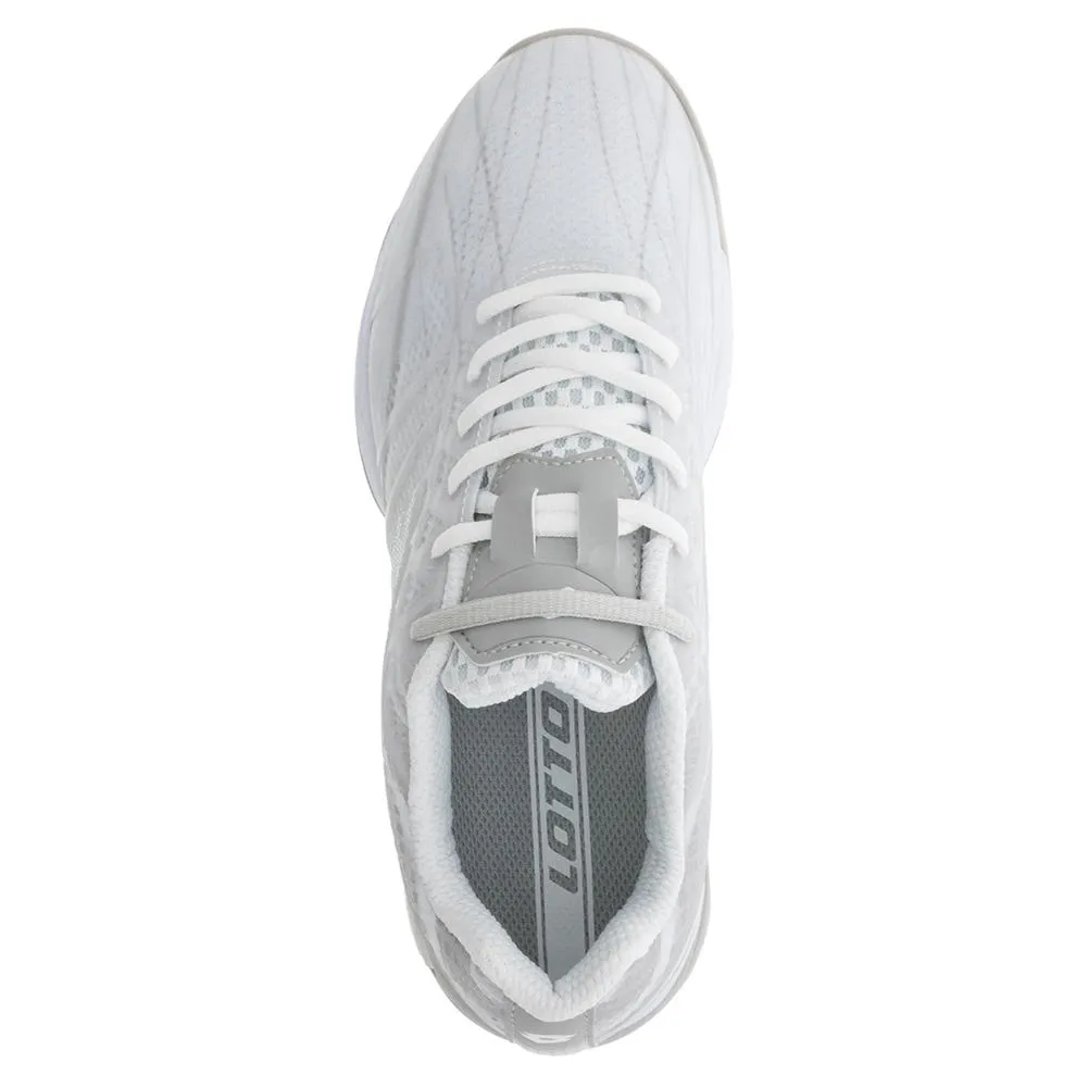 Women's Mirage 300 Clay Tennis Shoes All White and Silver Metal 2