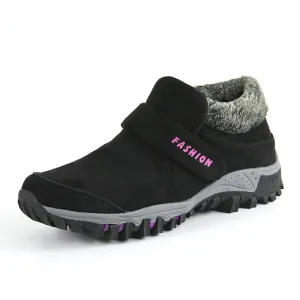 Women's winter thermal suede slip resistant slip-on hiking shoes