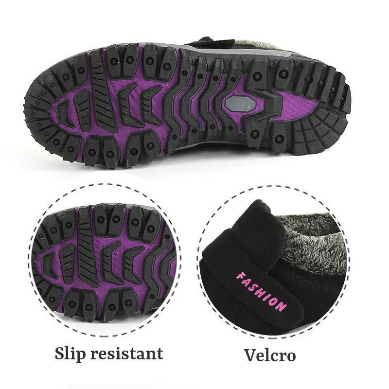 Women's winter thermal suede slip resistant slip-on hiking shoes