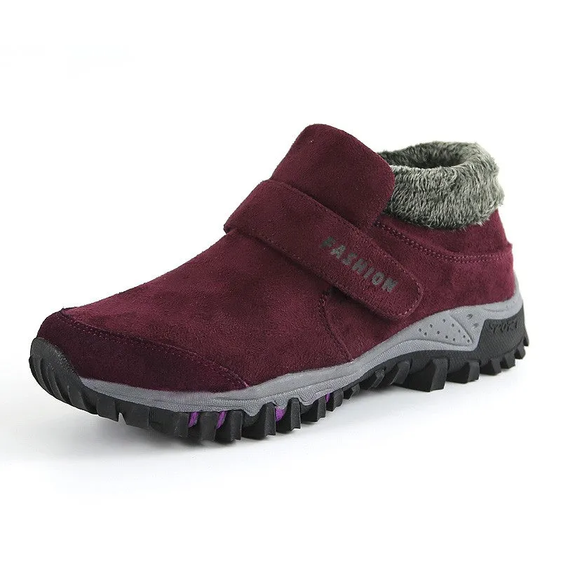 Women's winter thermal suede slip resistant slip-on hiking shoes