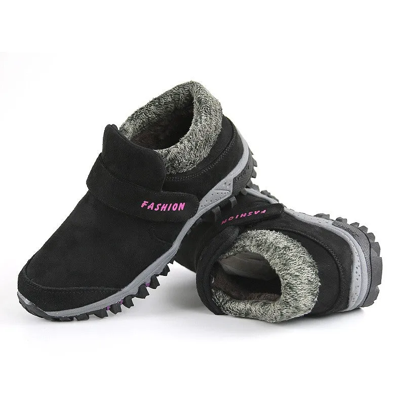 Women's winter thermal suede slip resistant slip-on hiking shoes