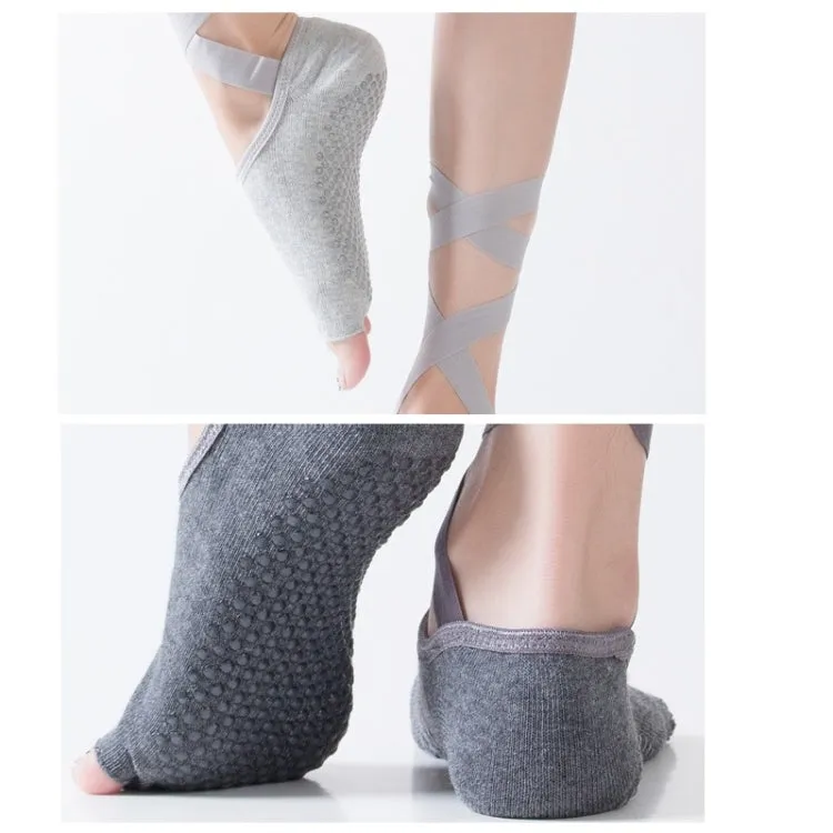 Yoga Five-Finger Socks Open-Toe Lace-Up Dance Socks Particle Non-Slip Socks, Size: One Size(Skin Color)