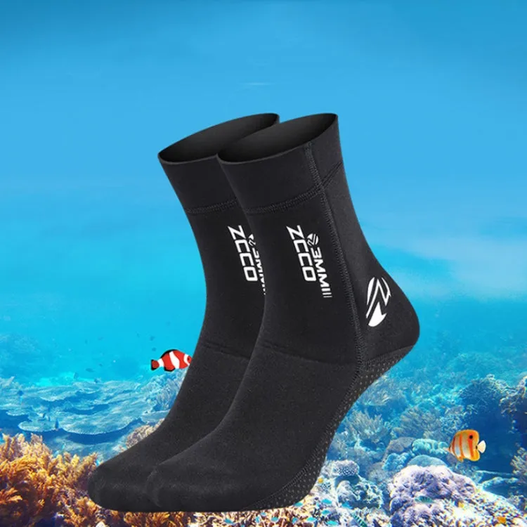 ZCCO 3mm Warm Non-Slip Diving Socks Anti-Wear Ankle Fins, Size:35-36(Grey)