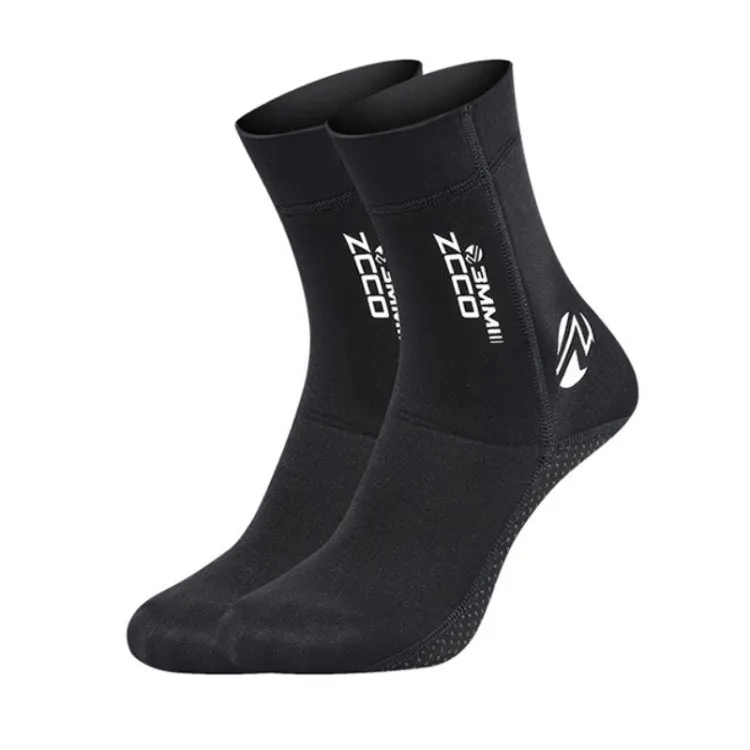 ZCCO 3mm Warm Non-Slip Diving Socks Anti-Wear Ankle Fins, Size:37-38(Grey)