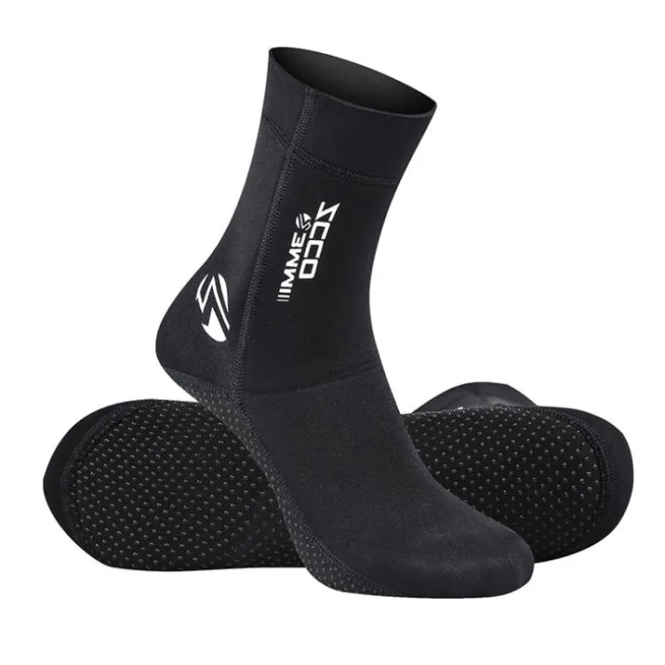 ZCCO 3mm Warm Non-Slip Diving Socks Anti-Wear Ankle Fins, Size:39-40(Black)